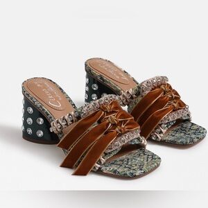 Sam Edelman Circus Vera Ocean Sapphire Multi Block Heel Mule Size 9